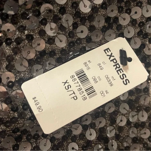 Express Grey Super Soft Sweatshirt Style- Size XS sequins are black & Silver - Picture 9 of 9